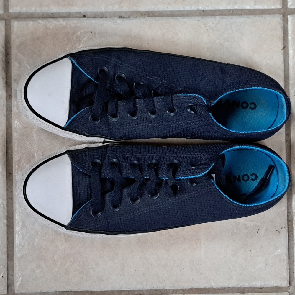 CONVERSE Chuck Taylor All Star Shoes Low Top Blue Nylon Sneakers Mens 7 Womens 9